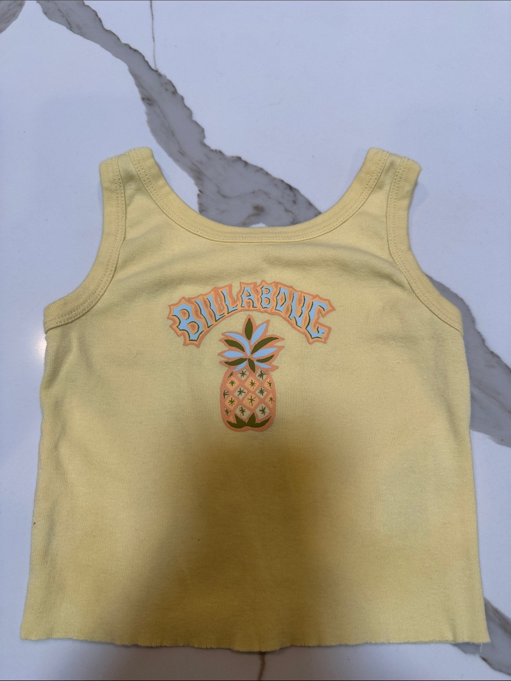 Girls Billabong Pale Yellow Pineapple Graphic Tank Top Small
